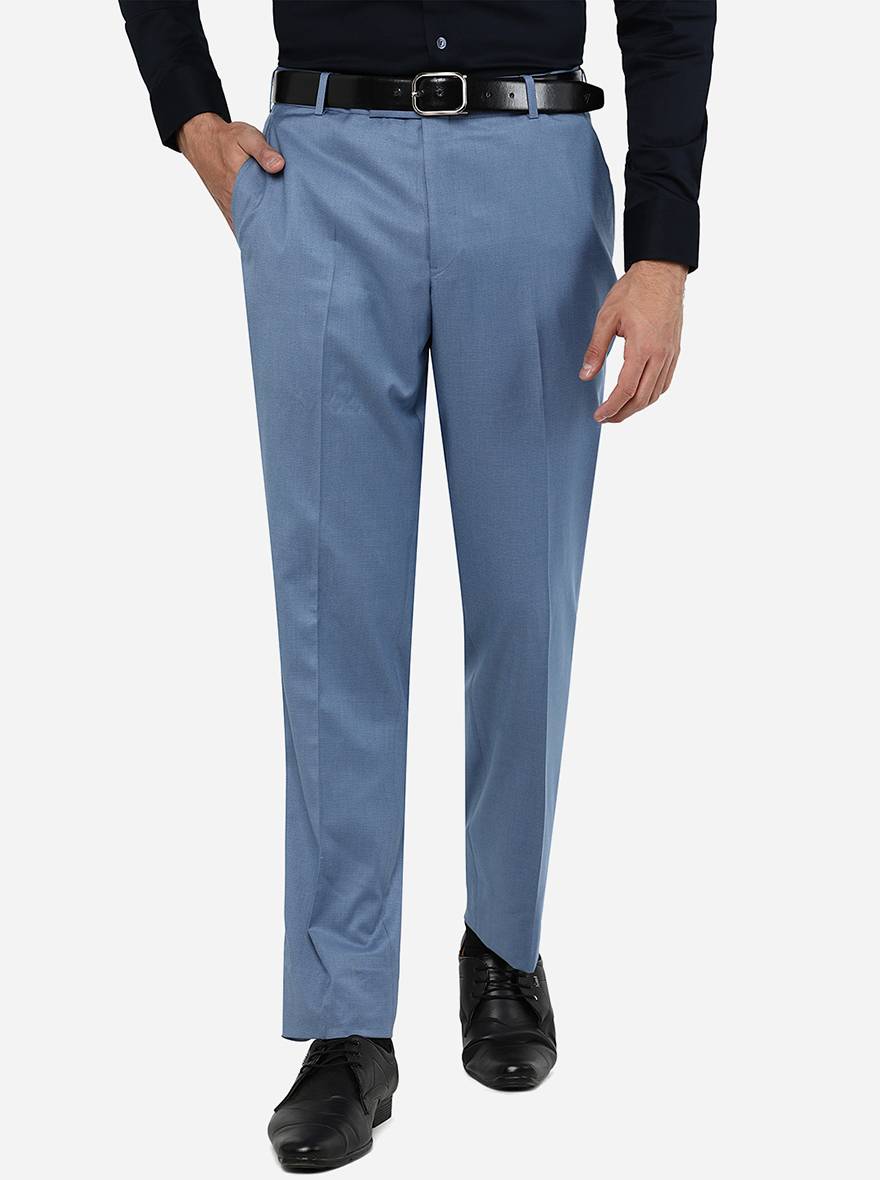Buy KUNDAN Men's Poly-Viscose Navy Blue, Dark Blue & Light Sky Blue Colour Formal  Trousers (Pack of 3) Regular at Amazon.in